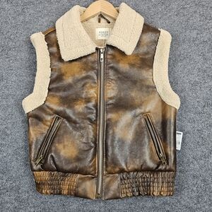 Ashley‎ By 26 International Kids Brown Leather Vest with Cream Accents